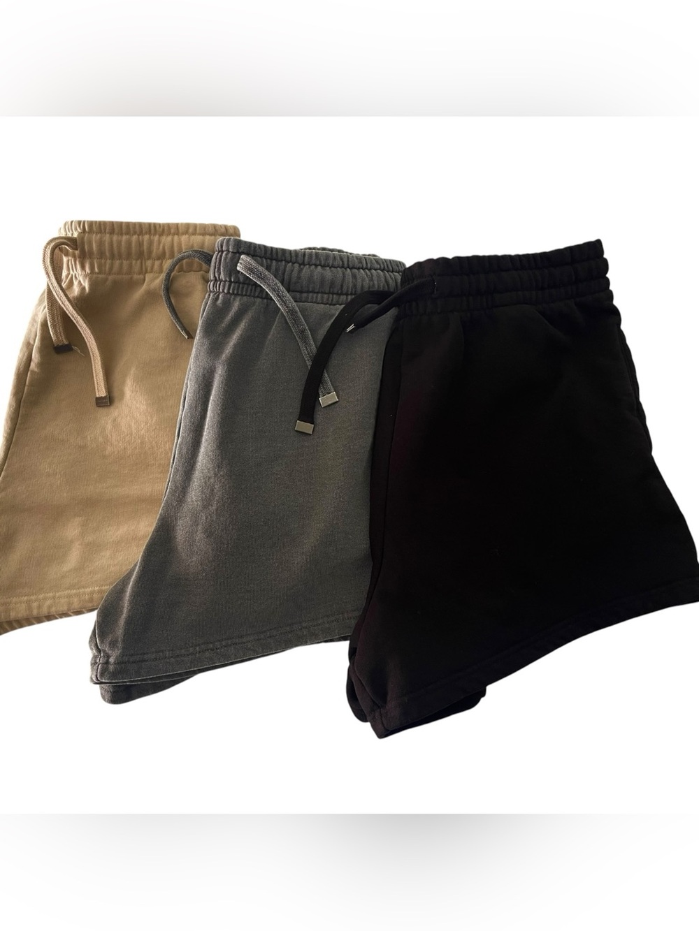 Talentless Unisex Sweat Shorts XL 3 Pack Black Gray Tan Cotton Drawstring